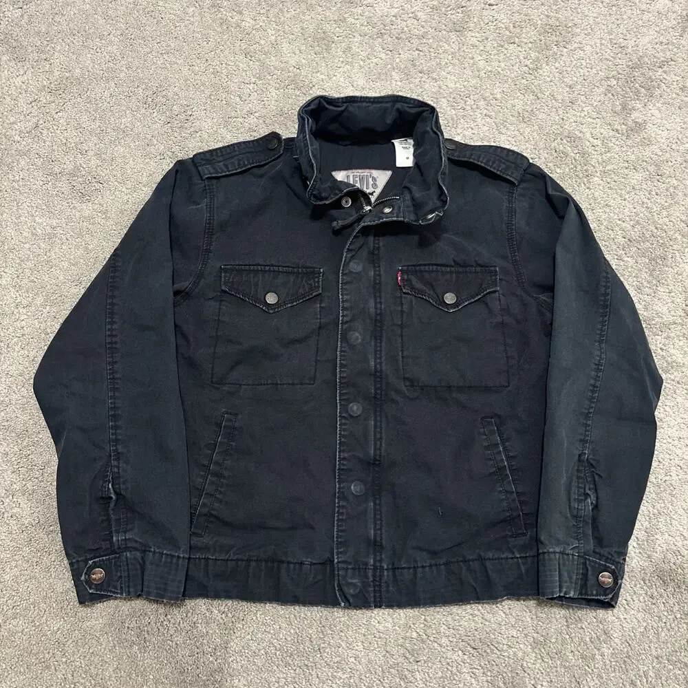 Levis Jacket Mens Medium Long Sleeve Black Outdoor Workwear Men Pockets Trades